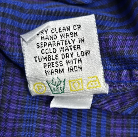 BUGATCHI BUTTON UP DRESS SHIRT FLIP CUFF BLUE & PURPLE STRIPE MEN XL SHAPED FIT - Picture 11 of 11